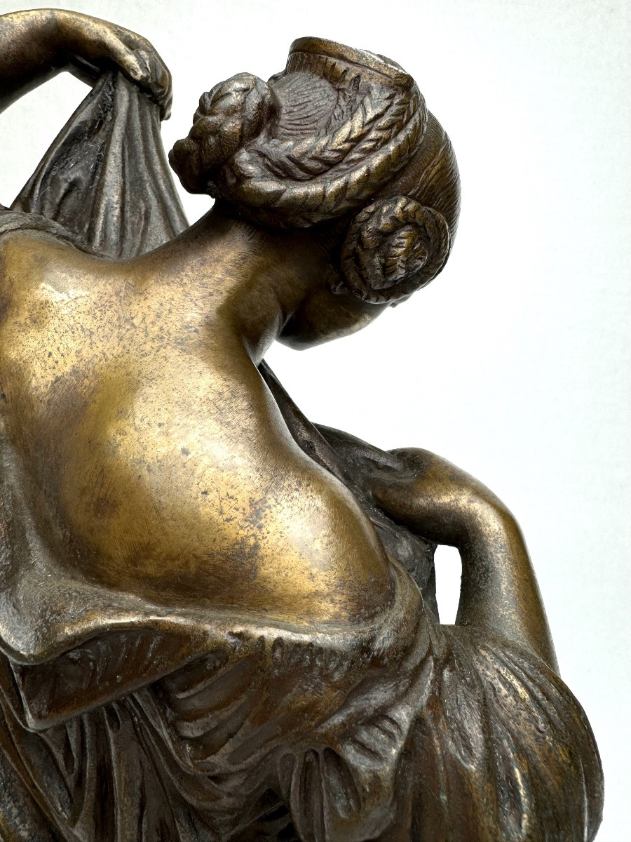 Bronze Sculpture Of A Seated Woman Undressing-photo-1