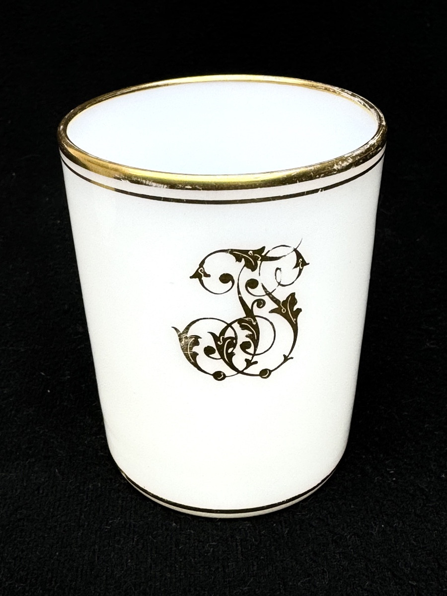 Suite De 4 Verres En Opaline Monogrammes-photo-4