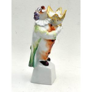 Meissen - Clown Figurine, Crown On Arm By Jörg Danielczyk