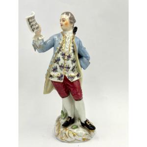 Meissen, Porcelain Figurine Singer Of La Chapelle Gallant