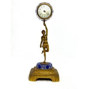 Baccarat Bronze And Crystal Table Clock 