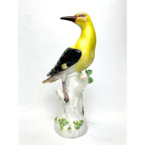 Meissen - Porcelain Figure Oriole On Trunk