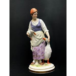 Meissen - Groupe En Porcelaine Fille à l'Oie