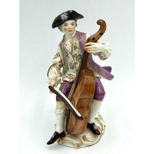 Meissen - Figurine En Porcelaine Violoncelliste De La Chapelle Galante