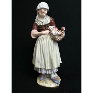 Meissen Porcelain Figure Of A Peasant Woman With A Chicken