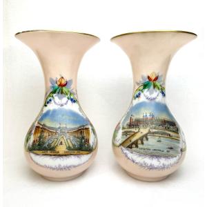 Pair Of Opaline Vases - Palais Omnibus Universal Exhibition Of 1867