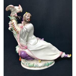 Meissen - Porcelain Figure - Moor With Cockatoo 