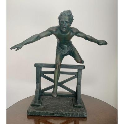 D.H. Chiparus - Sculpture Sportif Au Saut De Haies 