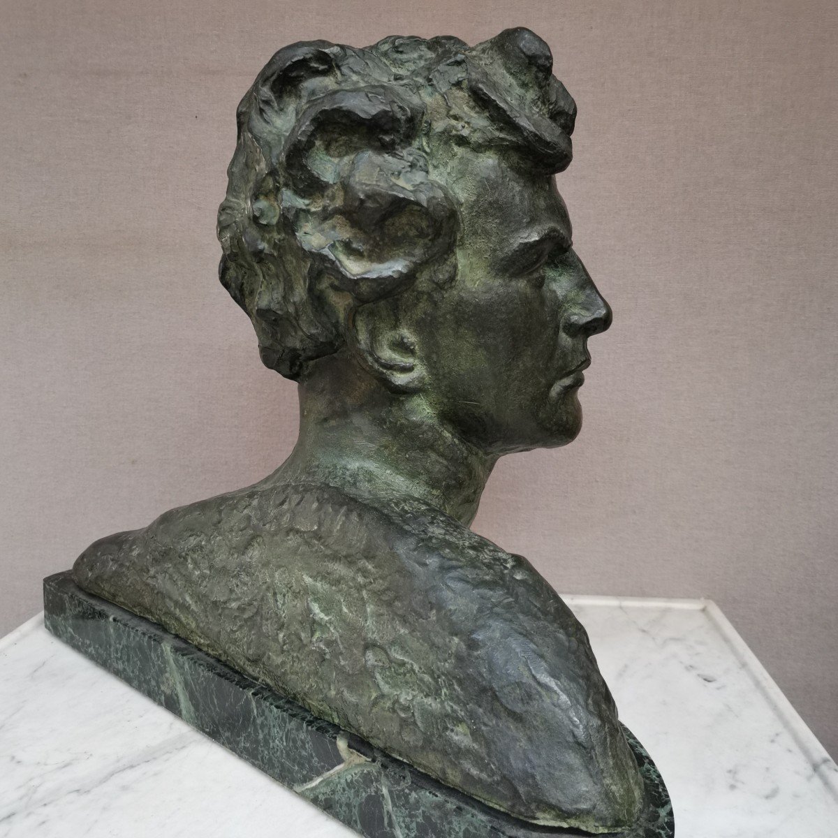 Buste De Jean Mermoz. Bronze Art Déco Par Alexandre Ouline -photo-1