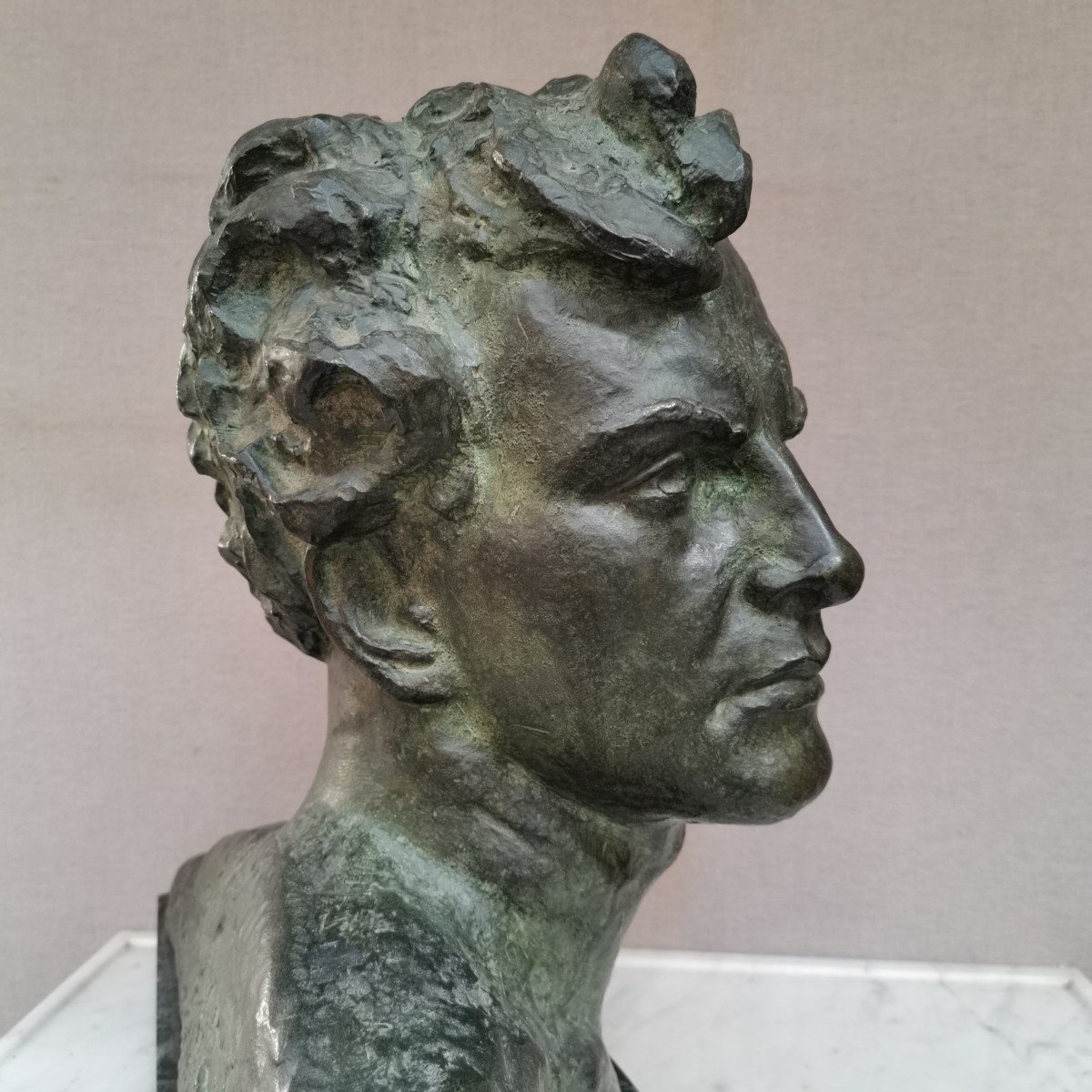 Buste De Jean Mermoz. Bronze Art Déco Par Alexandre Ouline -photo-4