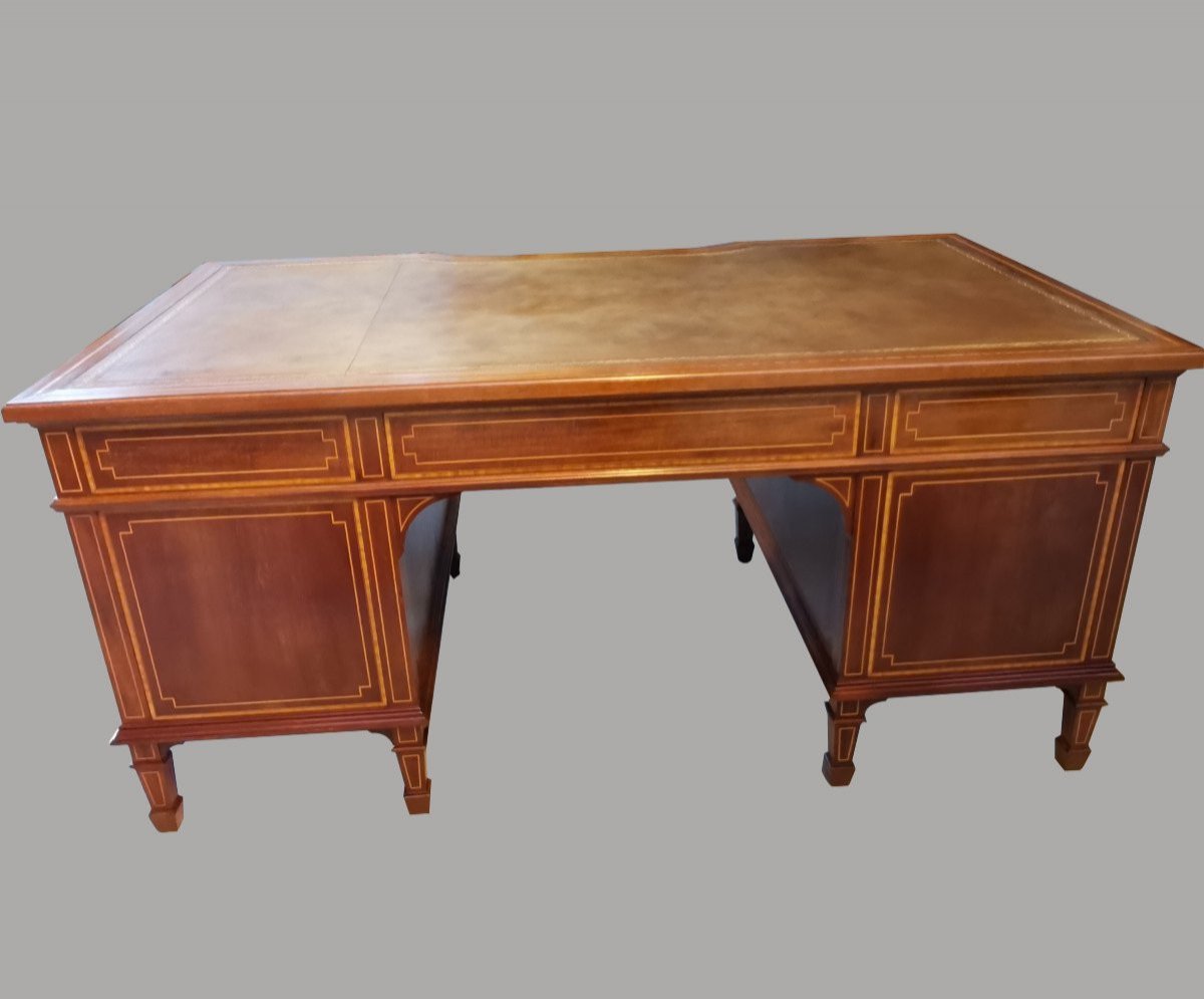 Pedestal Desk - Mahogany And Marquetry - 160x90-photo-6