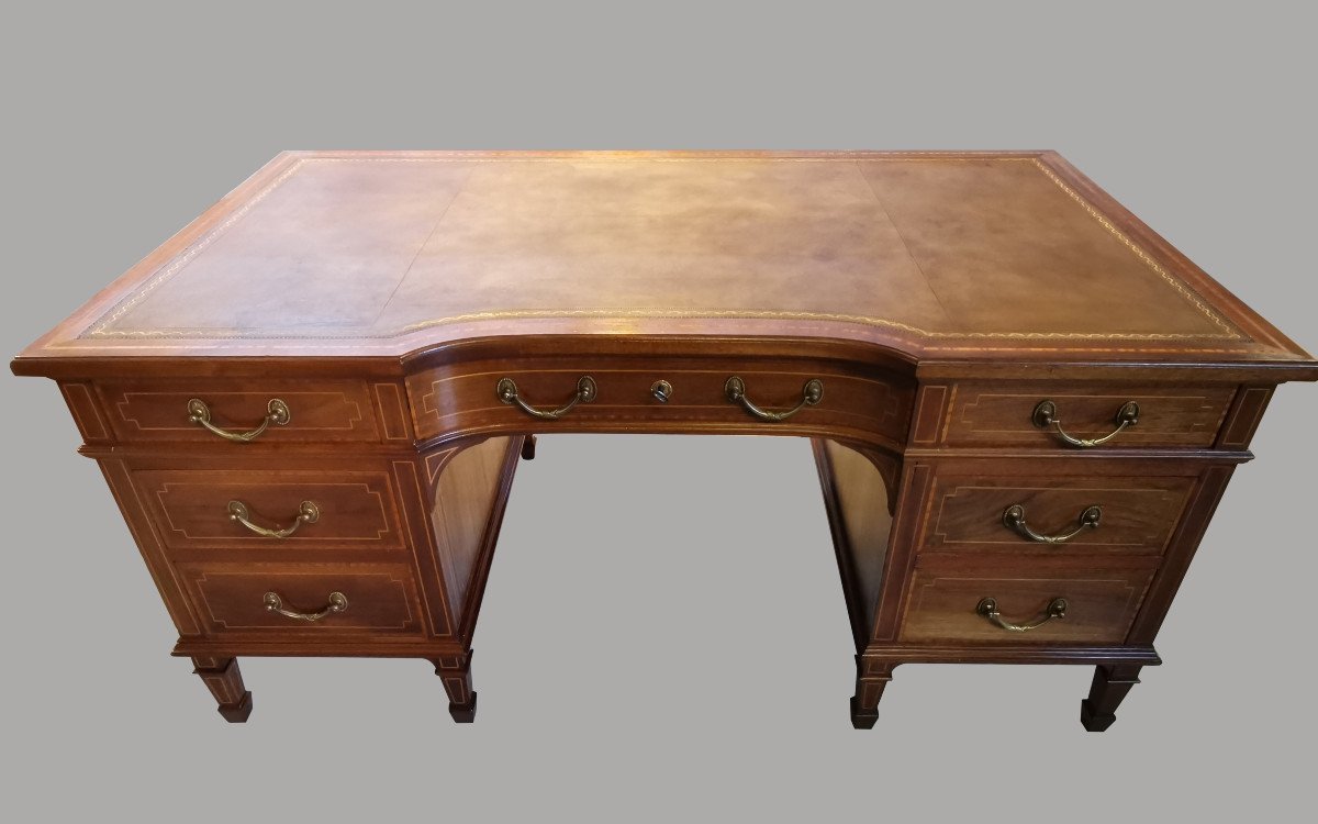 Pedestal Desk - Mahogany And Marquetry - 160x90-photo-7