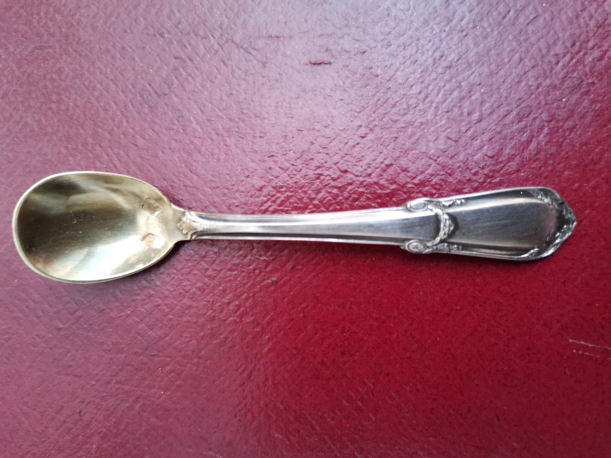 4 Silver Salt Bowls And Spoons In Their Box -photo-2