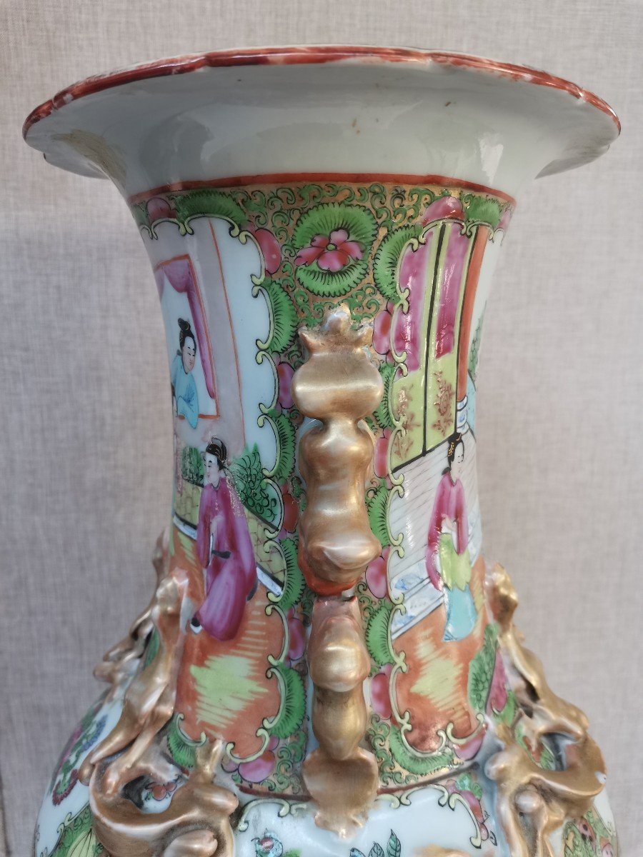 Large Canton Porcelain Vase. China 19th C.-photo-4