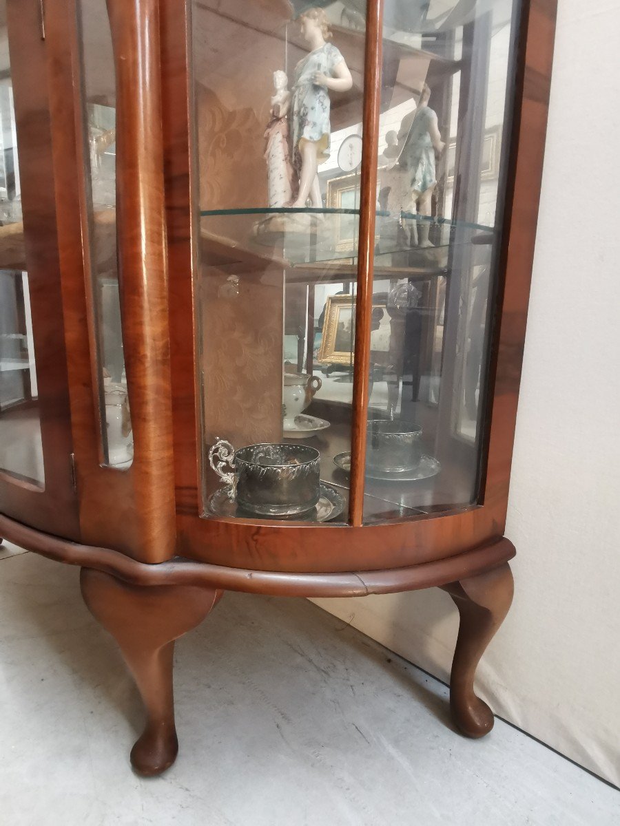 English Art Deco Walnut Display Cabinet -photo-1