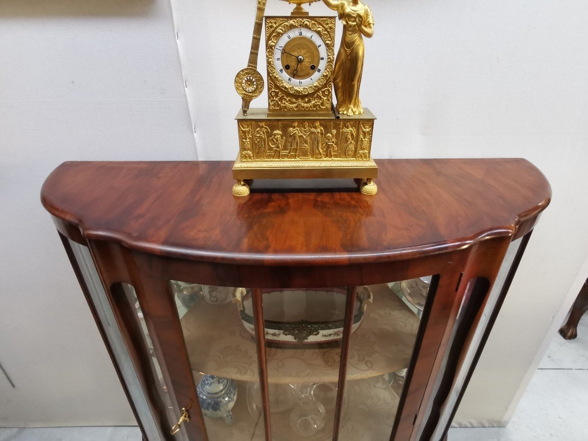 English Art Deco Walnut Display Cabinet -photo-2