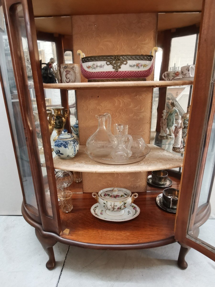 English Art Deco Walnut Display Cabinet -photo-6