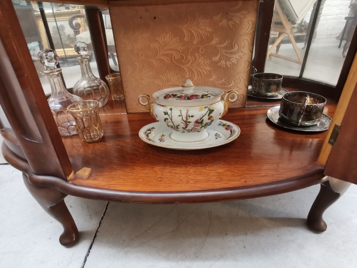 English Art Deco Walnut Display Cabinet -photo-7