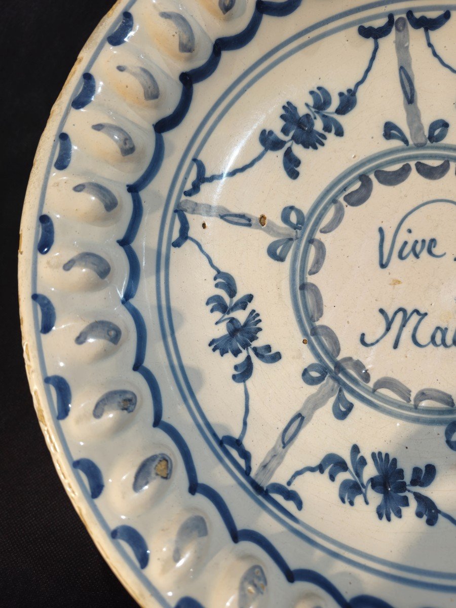 Desvres Earthenware Salad Bowl "long Live The Mayor" 18th Century.