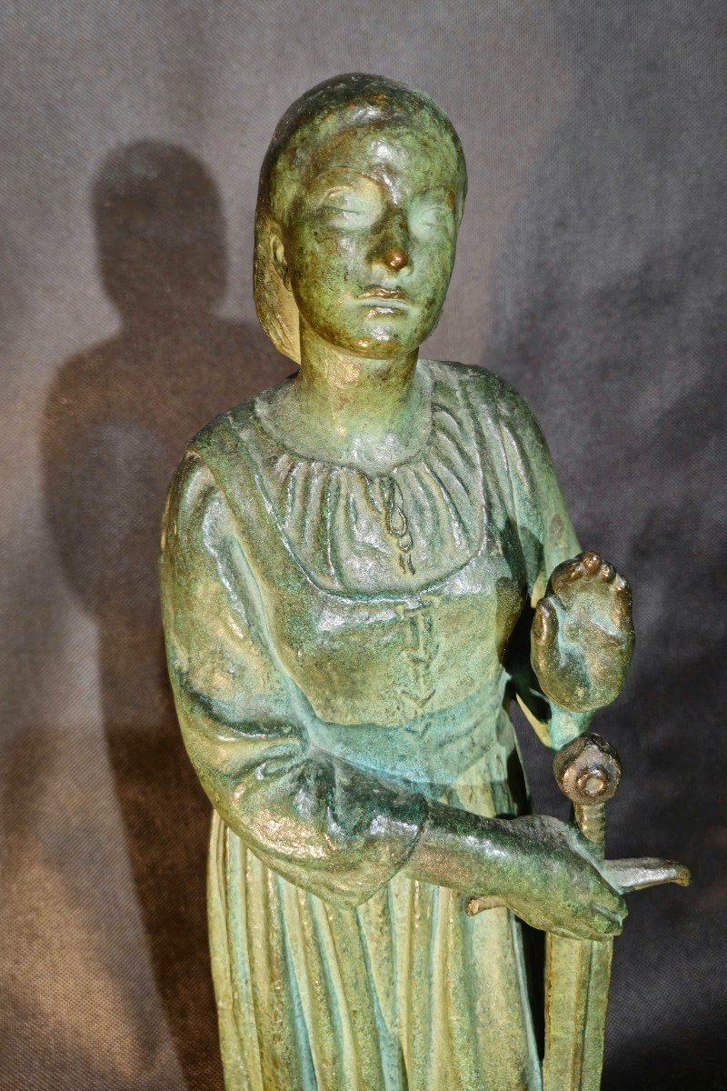 "saint Joan Of Arc" Bronze, Artist's Proof By Albert Marius Patrisse Circa 1943.-photo-2