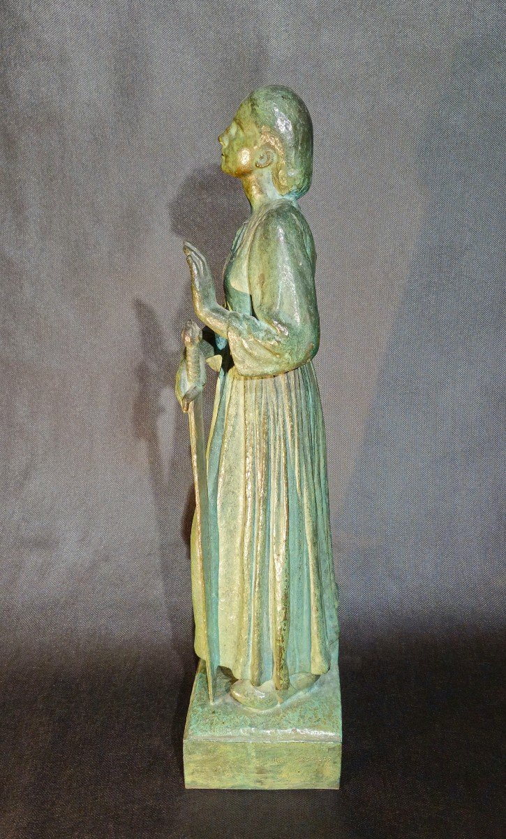 "saint Joan Of Arc" Bronze, Artist's Proof By Albert Marius Patrisse Circa 1943.-photo-3