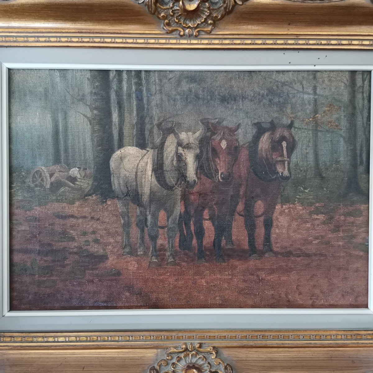 Chevaux De Trait Au Débardage En Forêt Par Jean Florin-photo-2