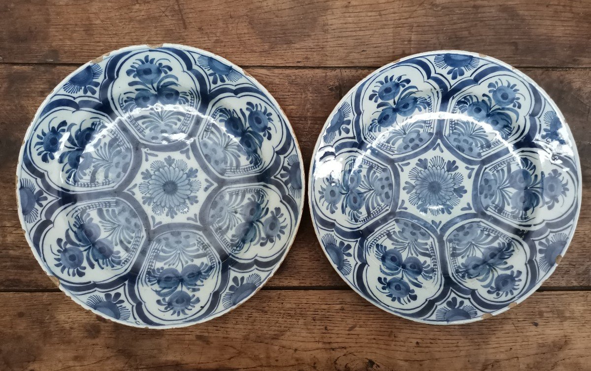 Paire De Plats Faïence De Delft 18ème S