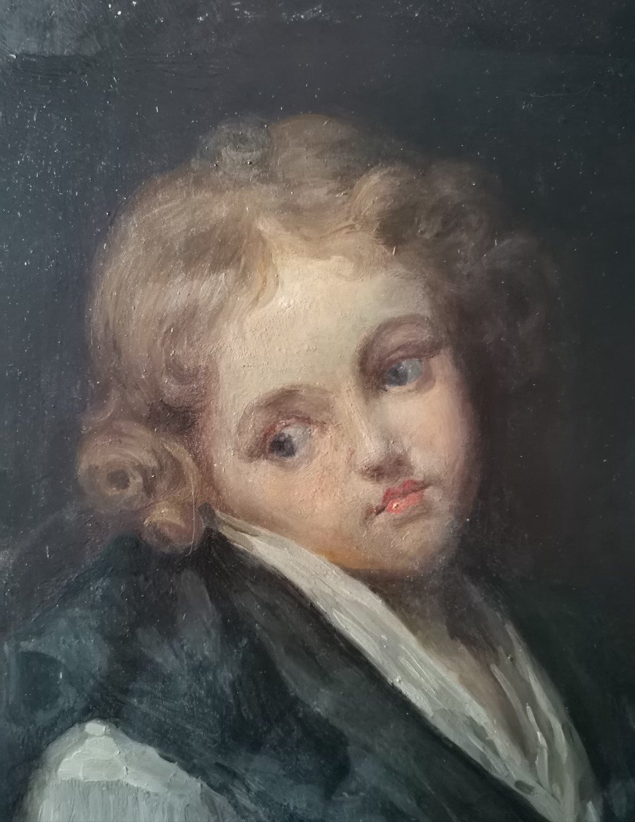 Portrait d' Enfant, Peinture Dans Le Style De Greuze -photo-3