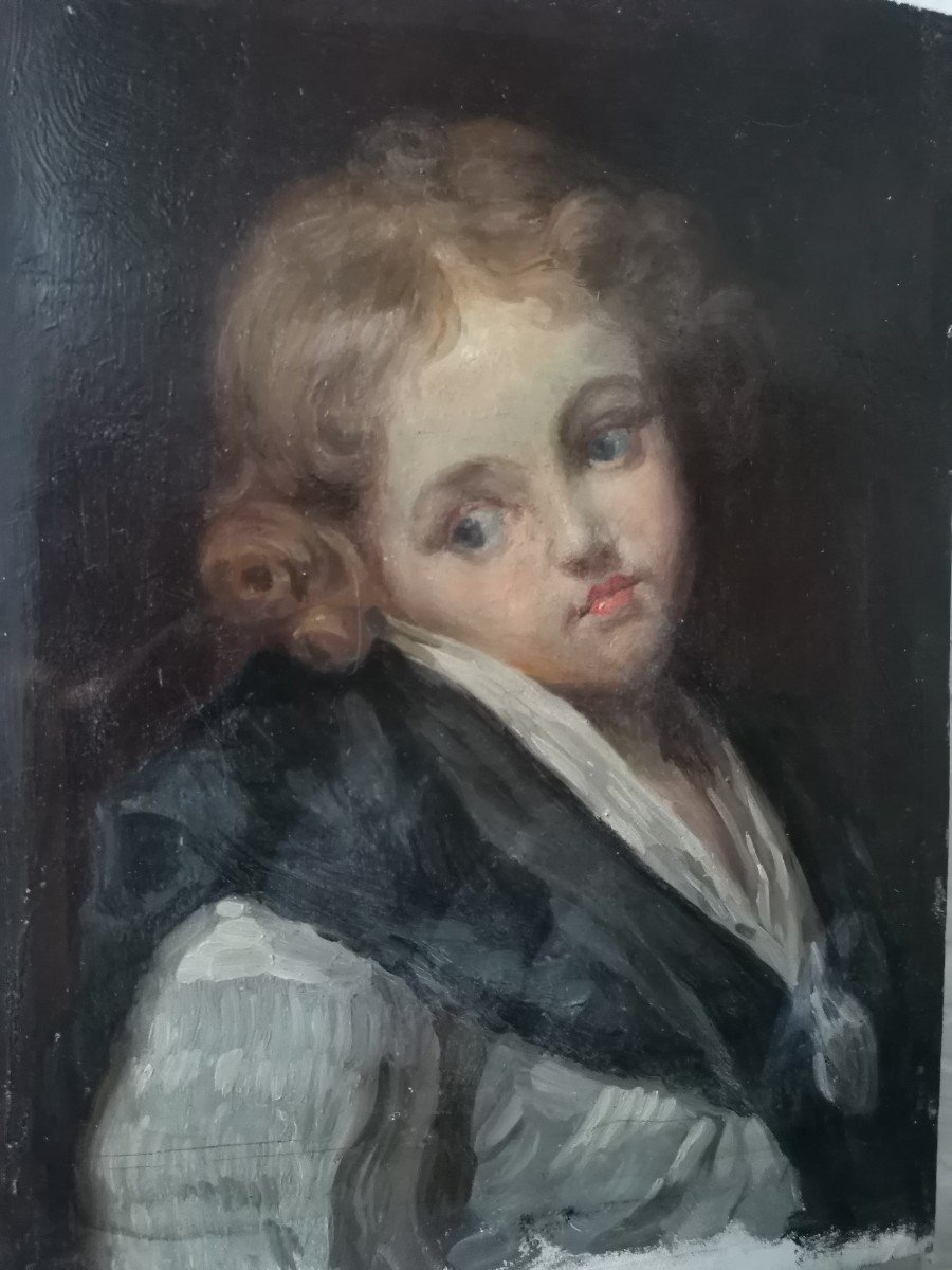 Portrait d' Enfant, Peinture Dans Le Style De Greuze -photo-4