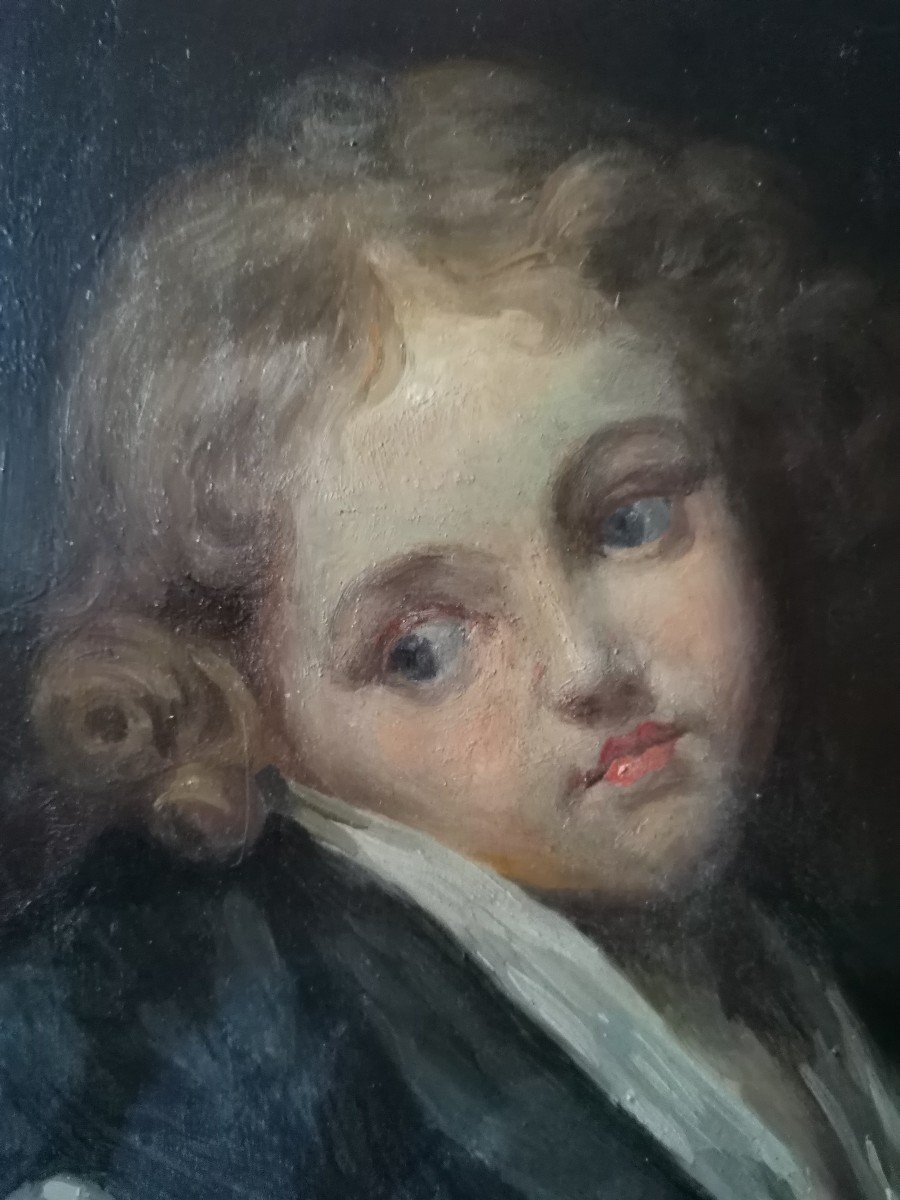 Portrait d' Enfant, Peinture Dans Le Style De Greuze -photo-2