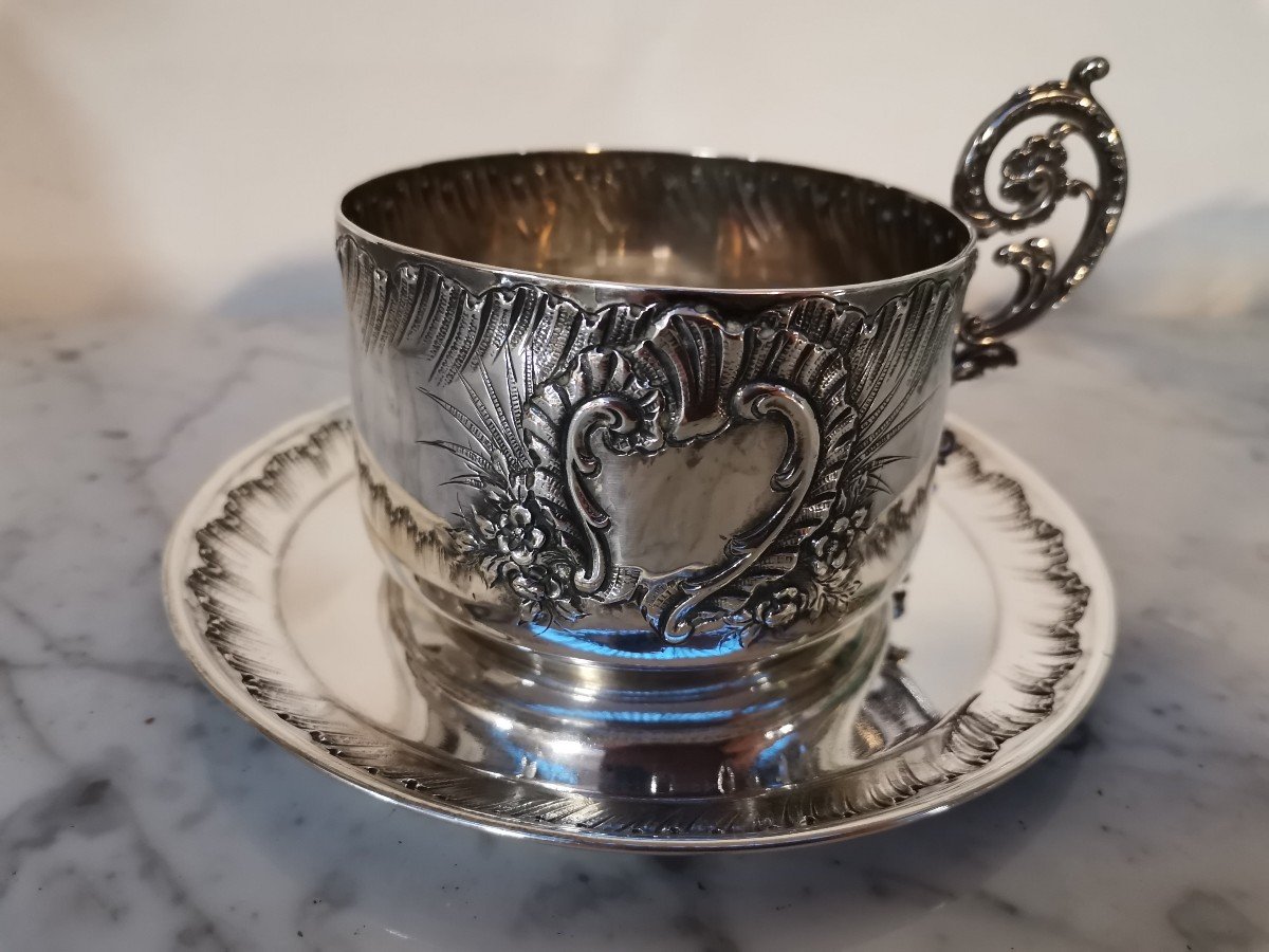 Tasse à Chocolat Et Sous Tasse Argent Massif 