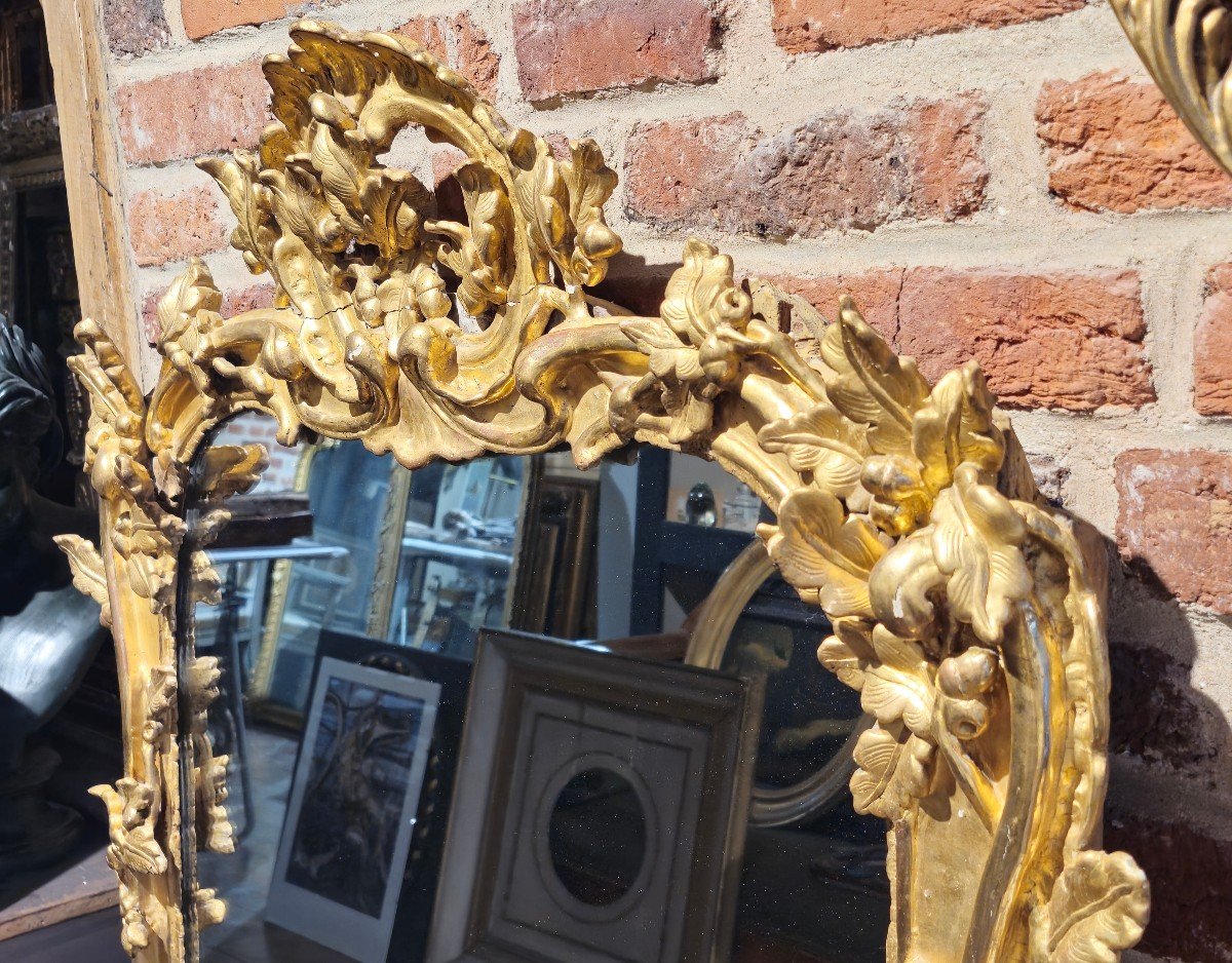 Superbe Miroir Provençal, Bois Doré d'Epoque Louis XV-photo-3