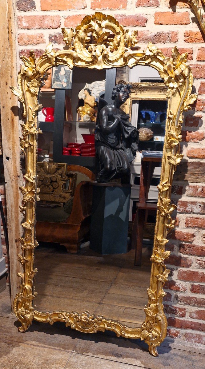 Superbe Miroir Provençal, Bois Doré d'Epoque Louis XV-photo-4