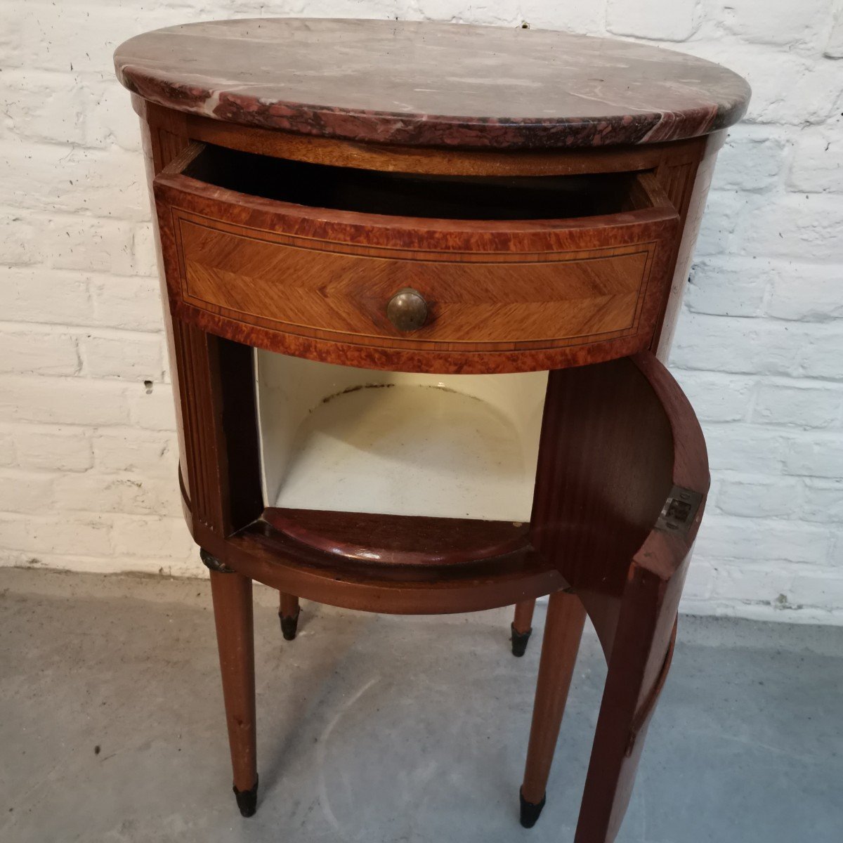 Bedside Table. Small Louis XVI Chest Of Drawers Marquetry-photo-3