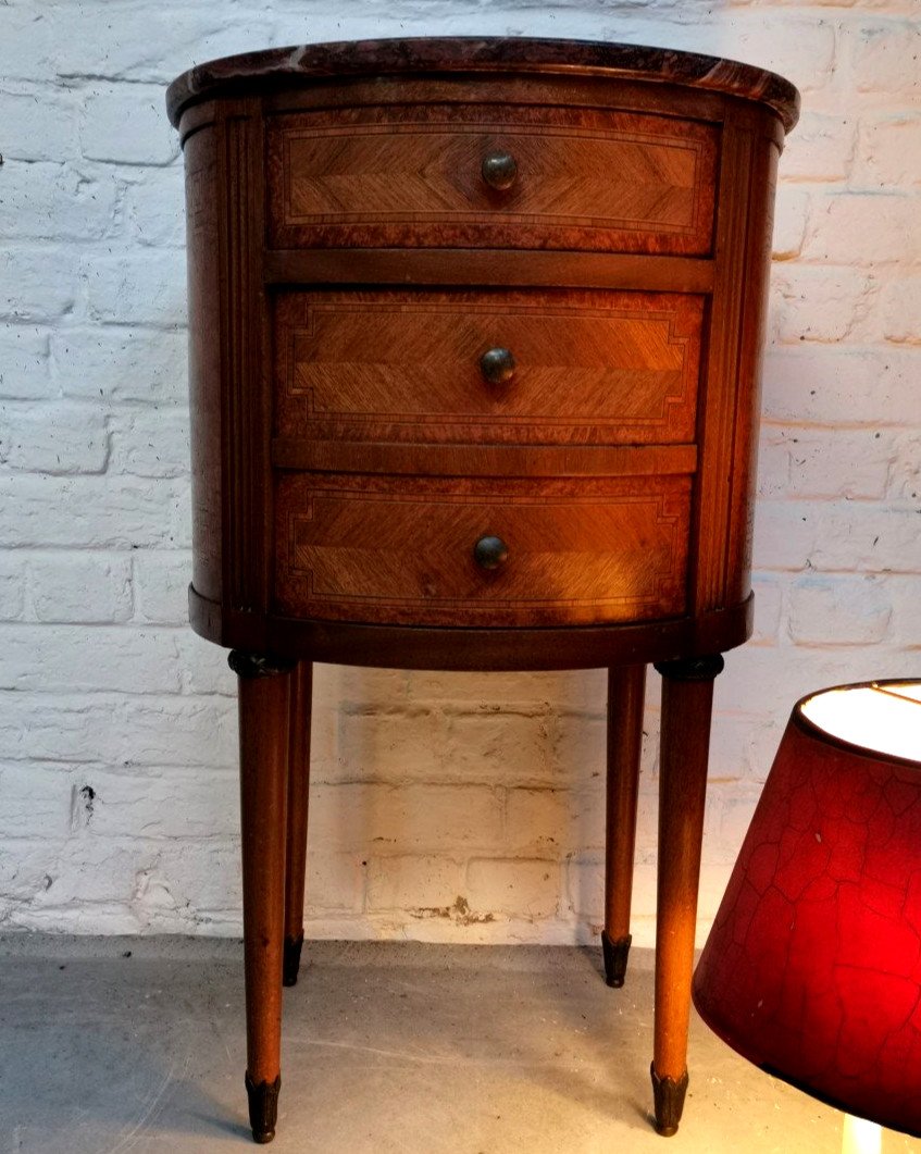 Bedside Table. Small Louis XVI Chest Of Drawers Marquetry