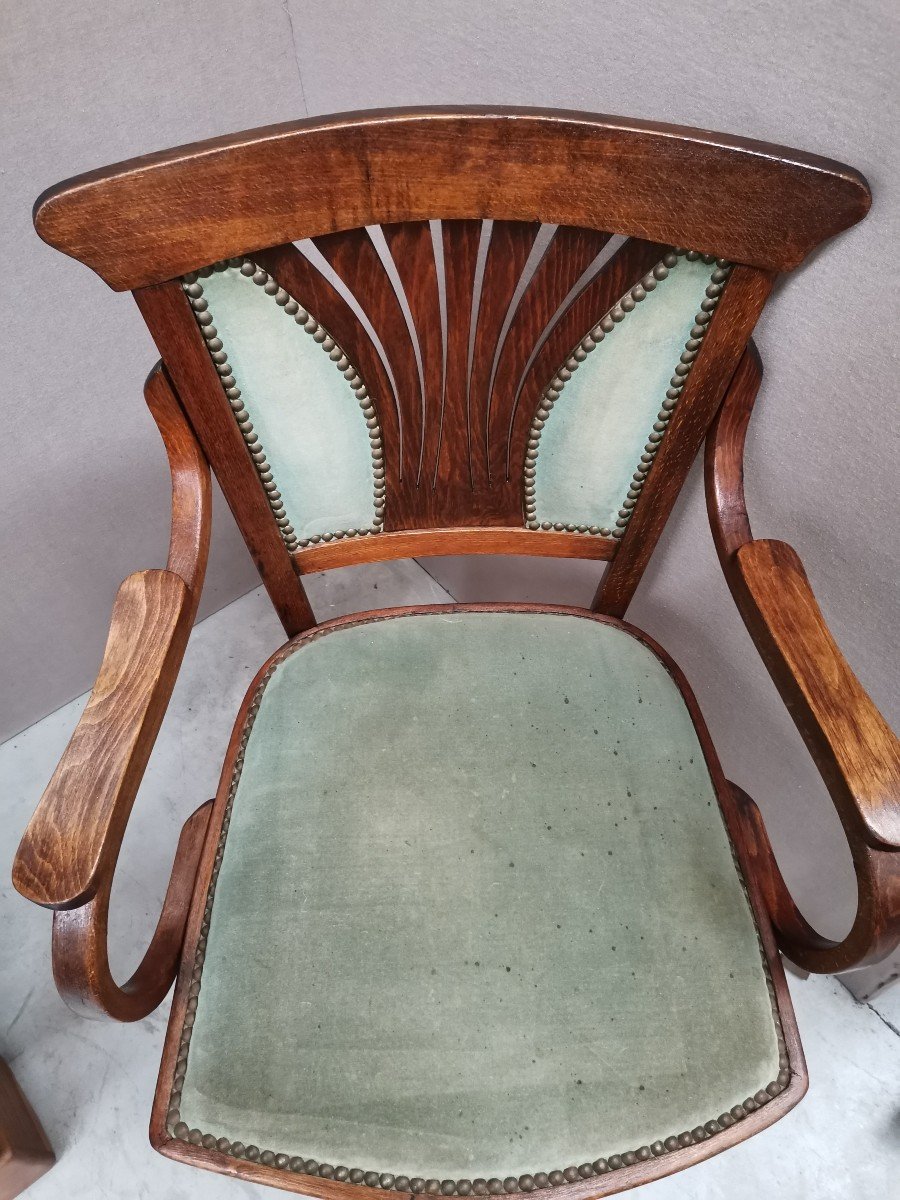 Fauteuil De Bureau Ou De Table Art Nouveau. Bois Courbé -photo-2