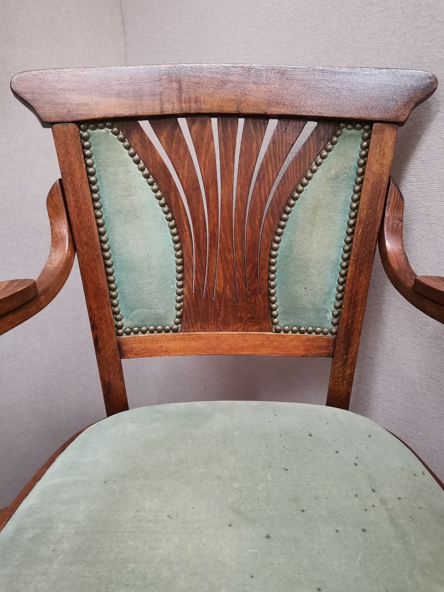 Fauteuil De Bureau Ou De Table. Art Nouveau. Bois Courbé -photo-3