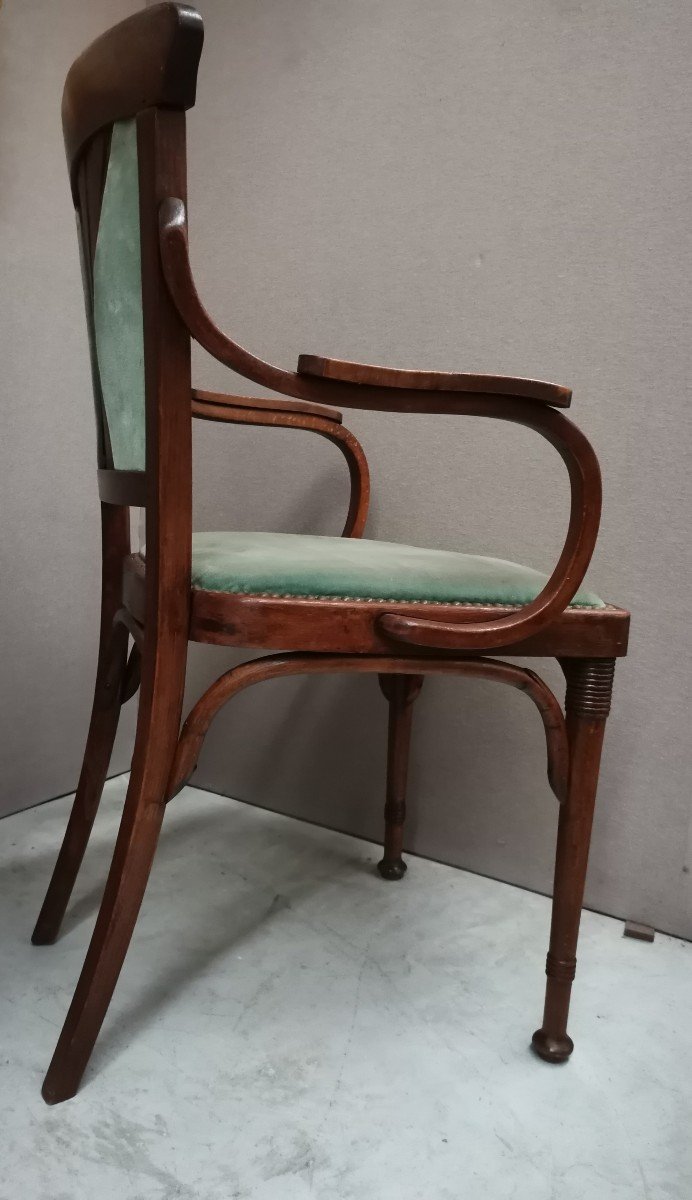 Fauteuil De Bureau Ou De Table. Art Nouveau. Bois Courbé -photo-4