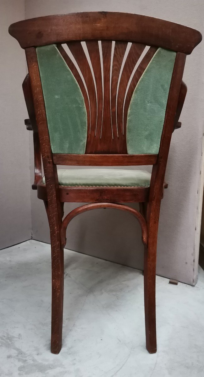 Fauteuil De Bureau Ou De Table Art Nouveau. Bois Courbé -photo-1