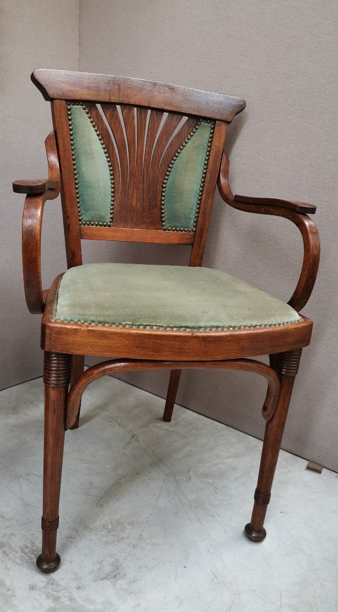 Fauteuil De Bureau Ou De Table. Art Nouveau. Bois Courbé -photo-4