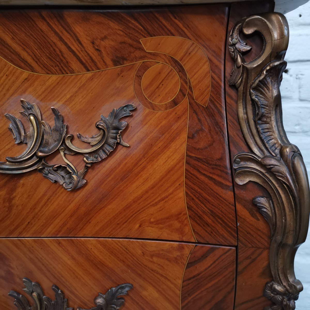 Louis XV Marquetry Chest Of Drawers 20th Century-photo-3