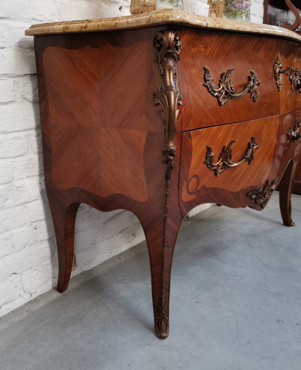 Louis XV Marquetry Chest Of Drawers 20th Century-photo-6