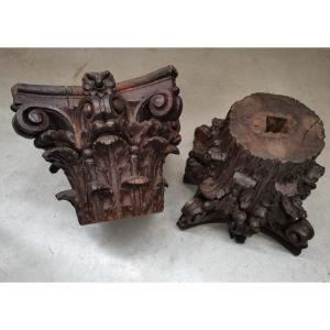 Pair Of Corinthian Capitals 17th Century