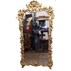 Superbe Miroir Provençal, Bois Doré d'Epoque Louis XV