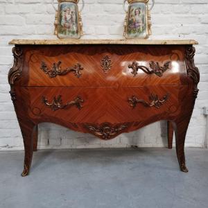 Louis XV Marquetry Chest Of Drawers 20th Century