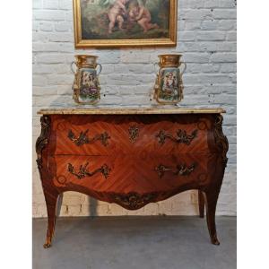 Commode Louis XV Marqueterie 20ème S. 