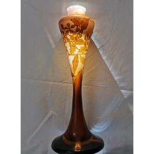 Gallé Lamp Base. Molten Glass