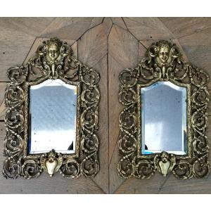 Paire De Miroirs Bronze 