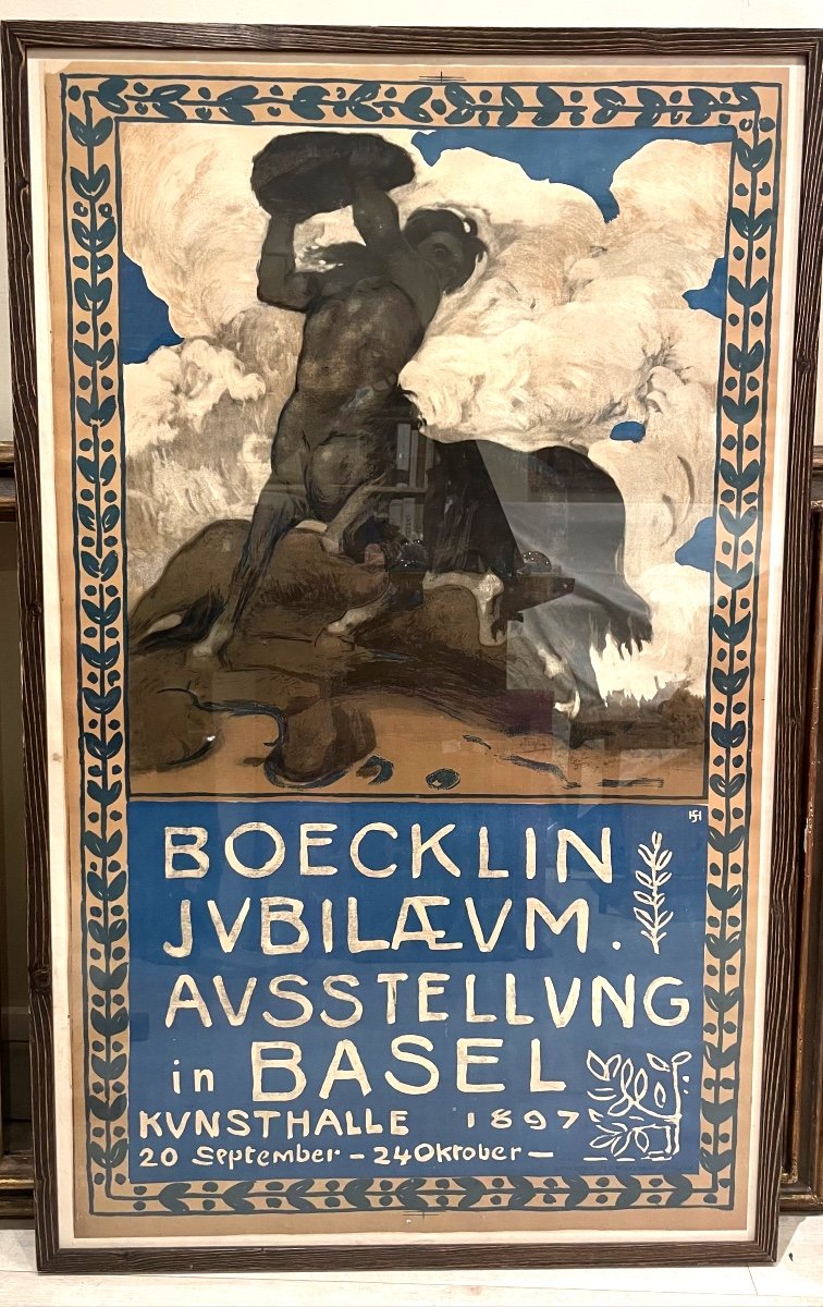 Hans Sandreuter , Le Centaure - Affiche d'Exposition Pour Le Jubilé Du Peintre Arnold Boecklin -photo-2