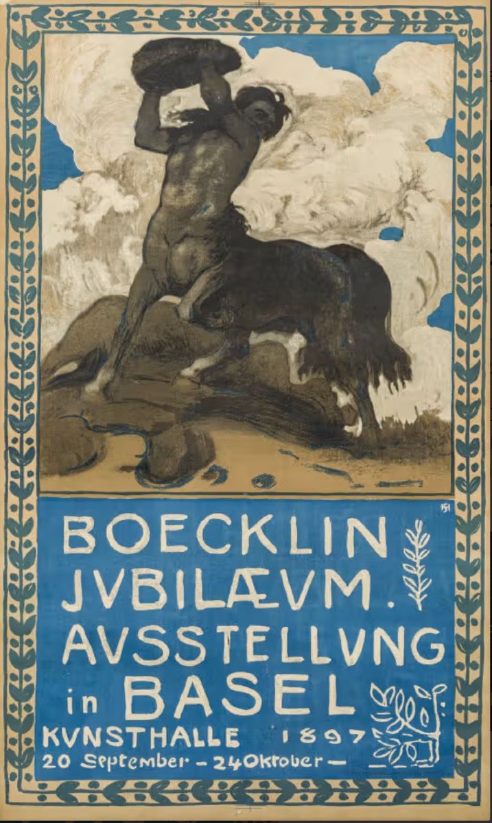 Hans Sandreuter , Le Centaure - Affiche d'Exposition Pour Le Jubilé Du Peintre Arnold Boecklin 